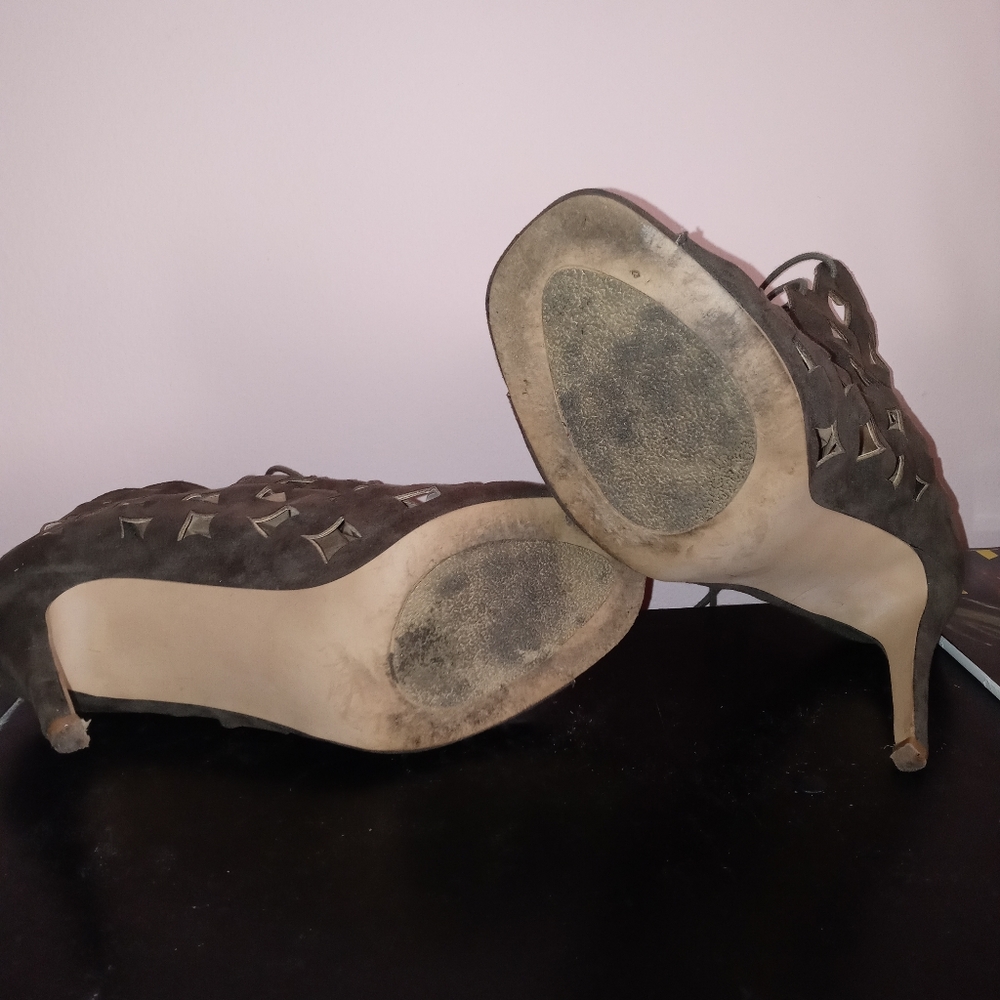 Eloquii Lace up Forrest Green Open toe booties - Picture 5 of 5
